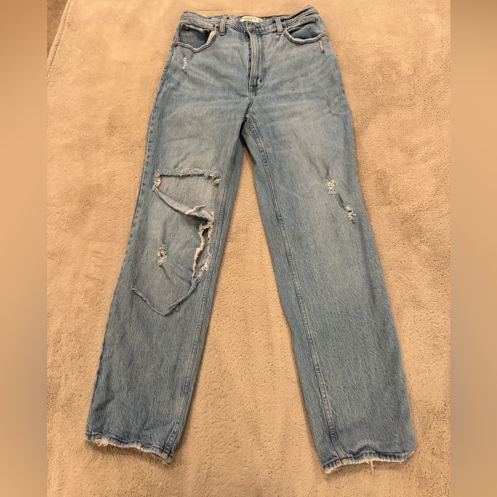Abercrombie & Fitch Light Blue Distressed Ultra High Rise 10 R